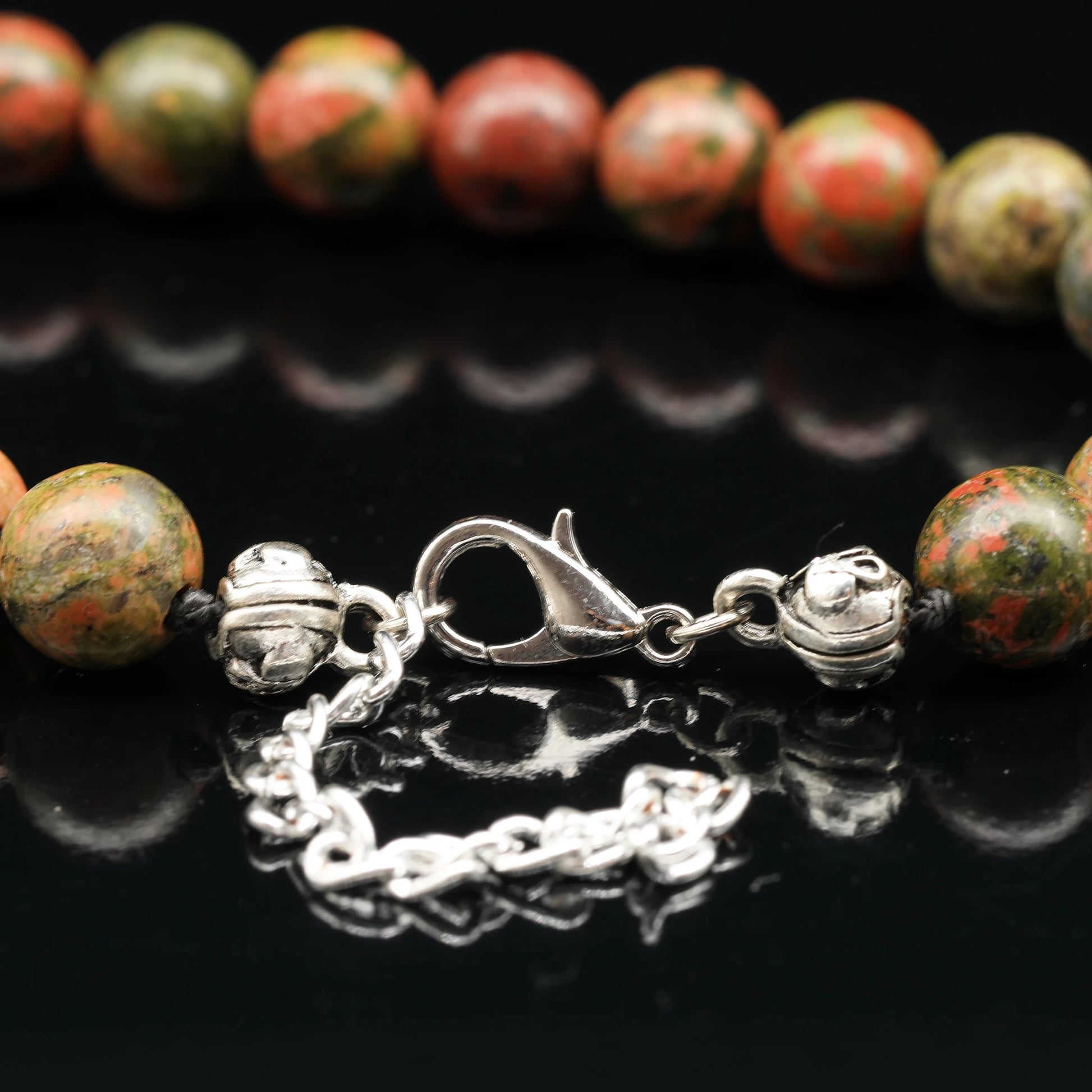 Natural Unakite Beaded Clasp Choker Necklace - ElisaJewelryArt