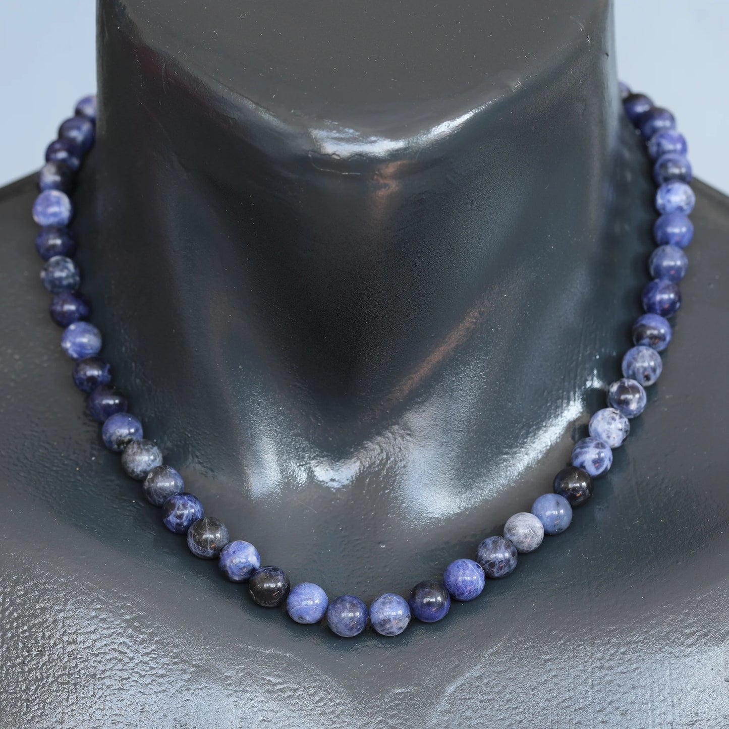 Natural Sodalite Beaded Clasp Choker Necklace - ElisaJewelryArt