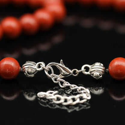 Natural Red Jasper Beaded Clasp Anklet