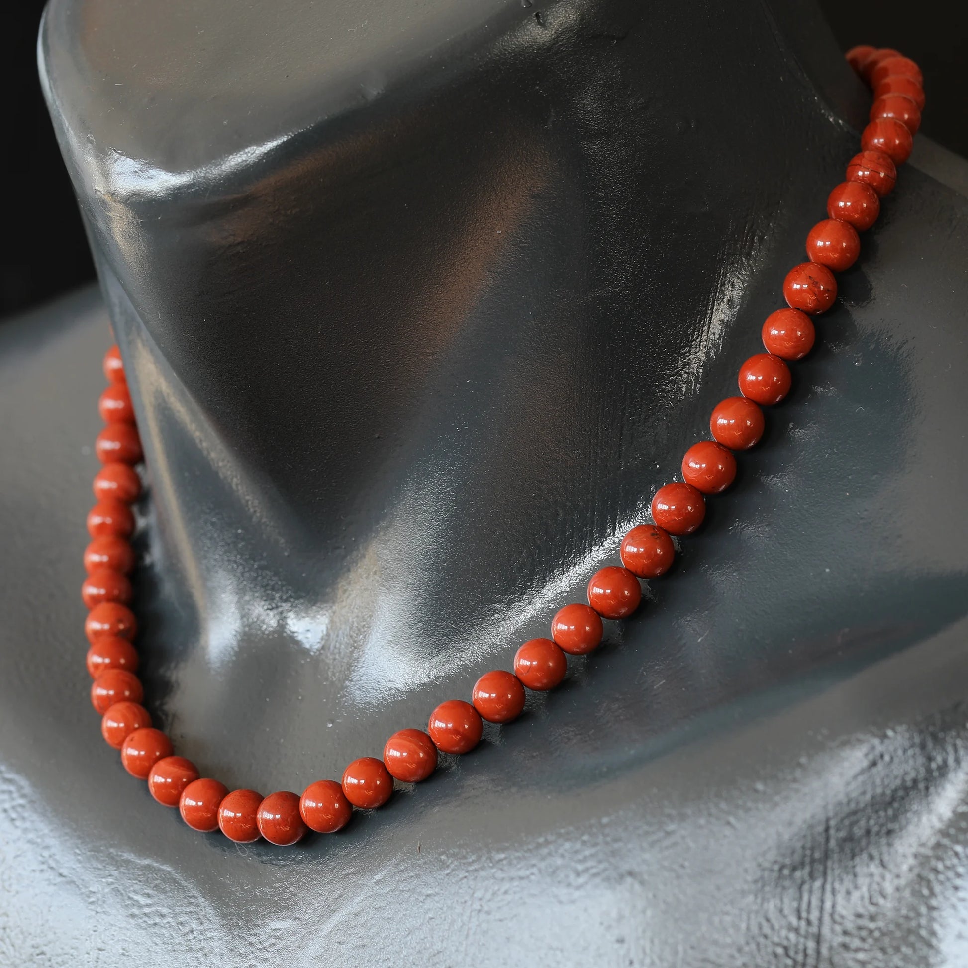 Natural Red Jasper Beaded Clasp Choker Necklace - ElisaJewelryArt