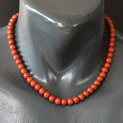 Natural Red Jasper Beaded Clasp Choker Necklace - ElisaJewelryArt