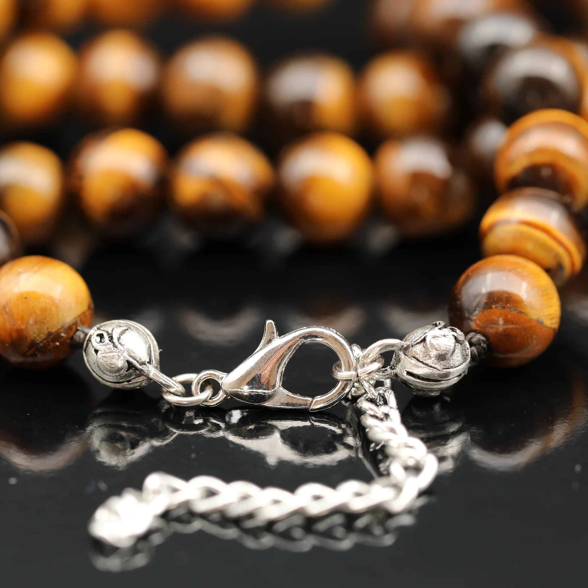 Natural Tiger Eye Beaded Clasp Anklet - ElisaJewelryArt