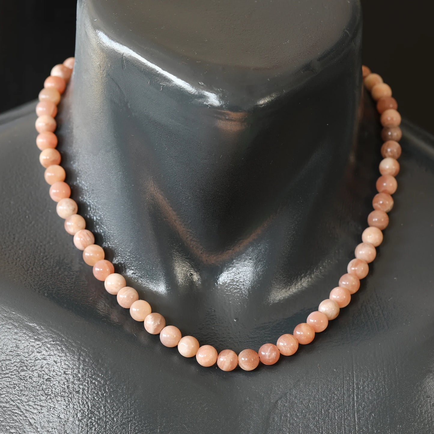 Natural Sunstone Beaded Clasp Choker Necklace - ElisaJewelryArt