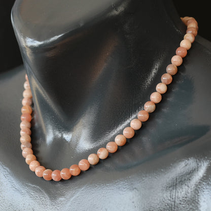 Natural Sunstone Beaded Clasp Choker Necklace - ElisaJewelryArt