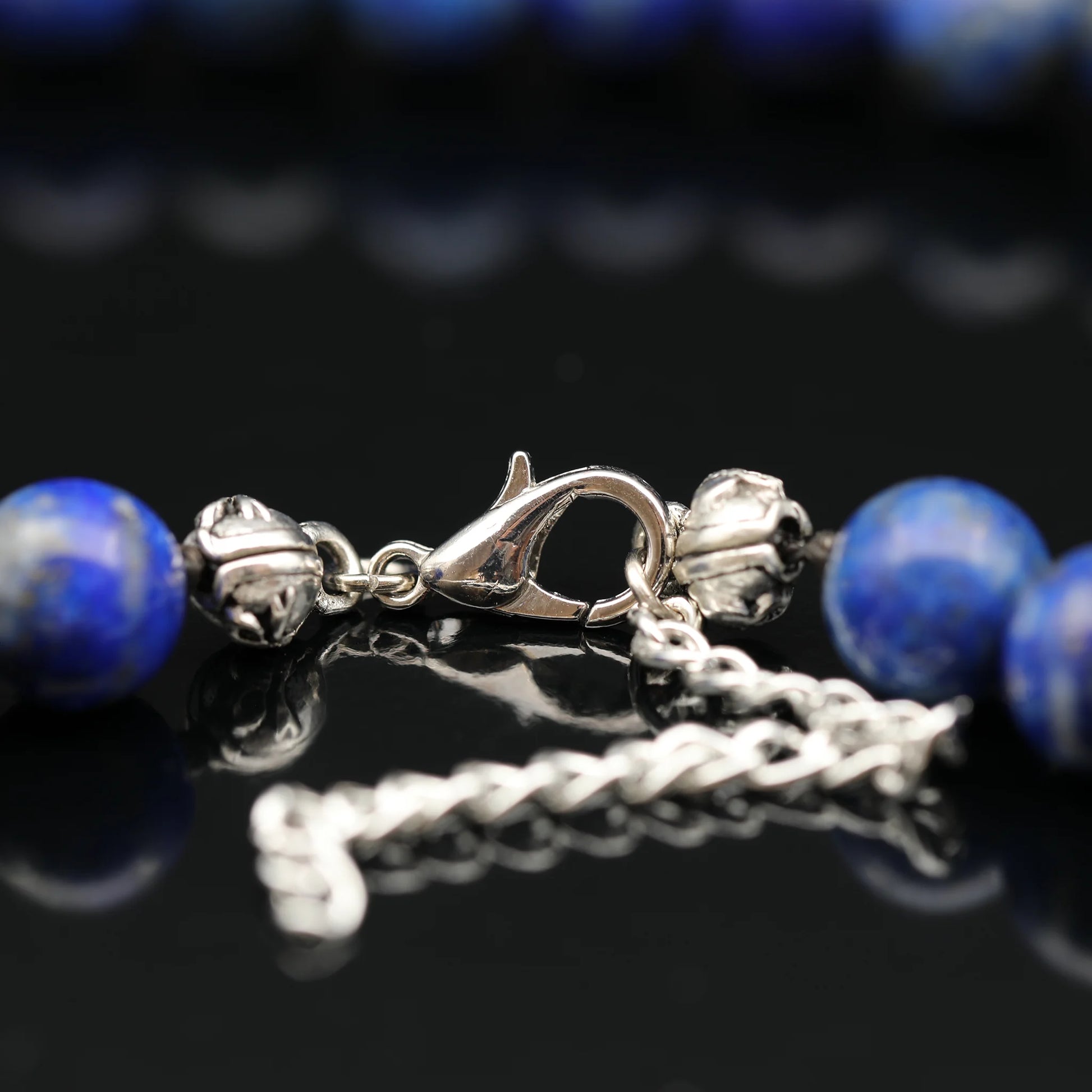 Natural Lapis Lazuli Beaded Clasp Choker Necklace - ElisaJewelryArt