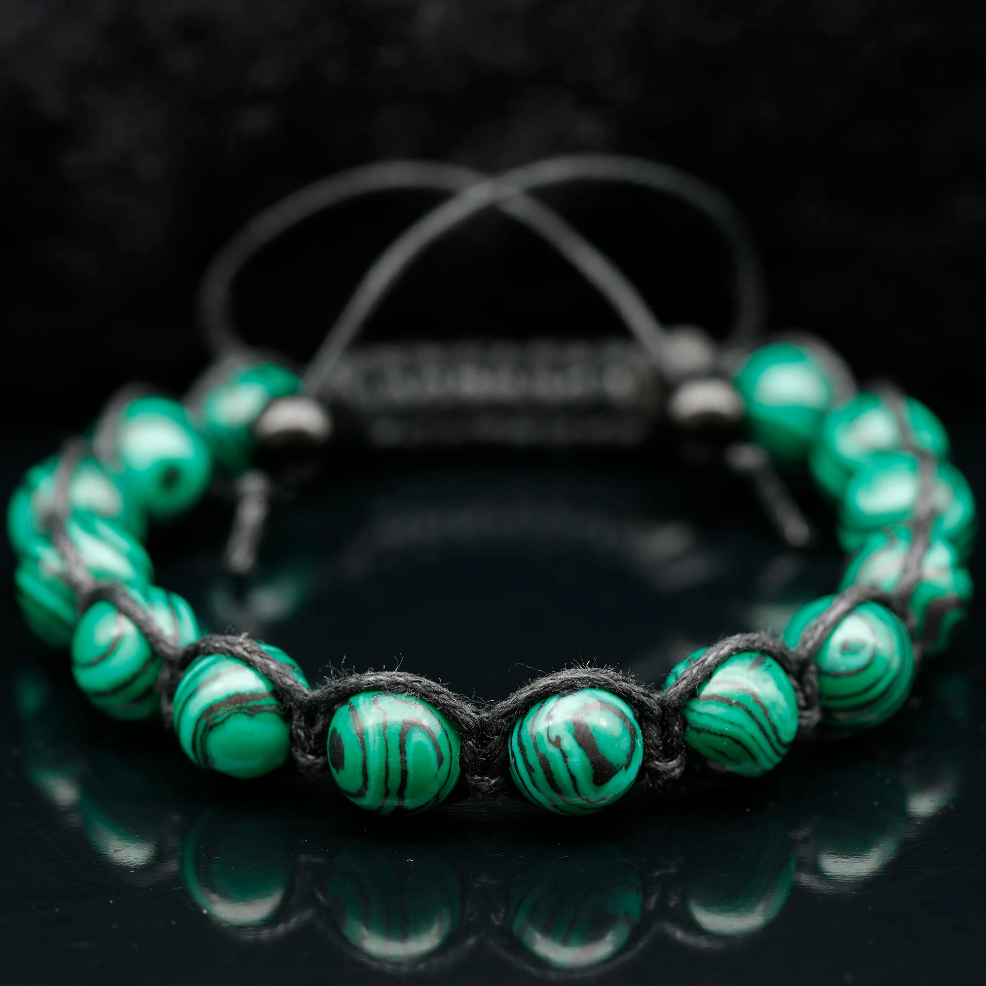 Malachite Beaded Macrame Bracelet - ElisaJewelryArt