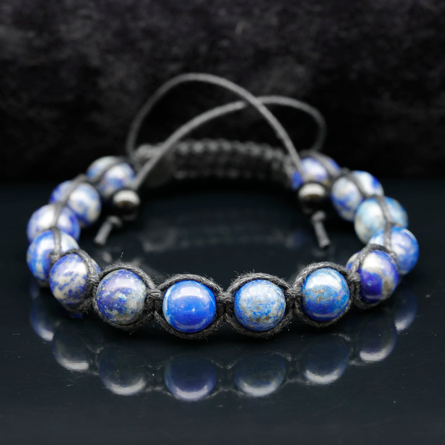 Natural Lapis Lazuli Beaded Macrame Bracelet - ElisaJewelryArt