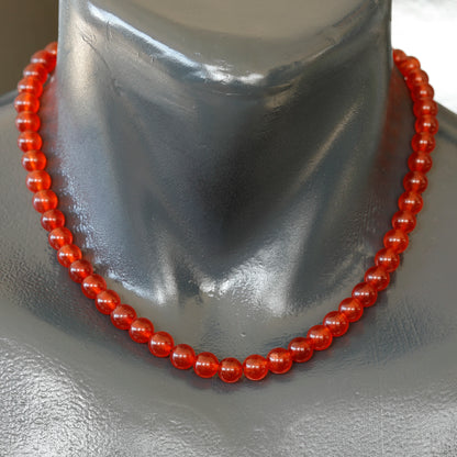 Natural Red Fire Agate Beaded Clasp Choker Necklace - ElisaJewelryArt