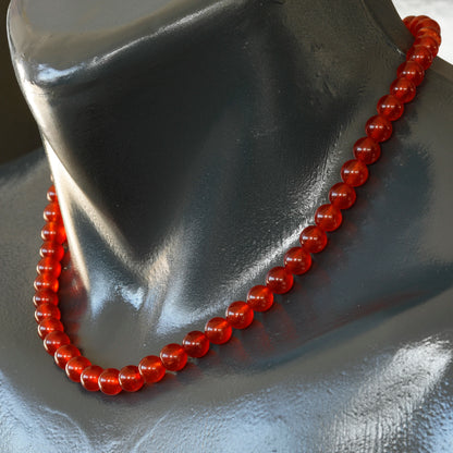 Natural Red Fire Agate Beaded Clasp Choker Necklace - ElisaJewelryArt