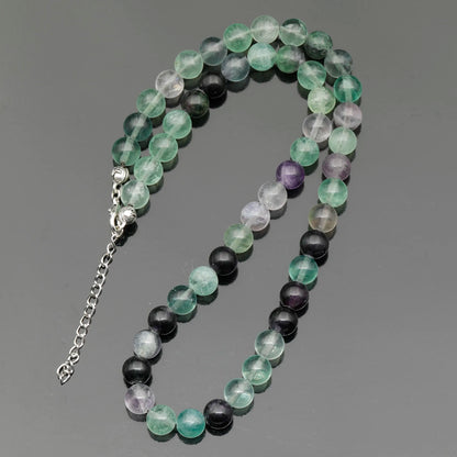 Natural Fluorite Beaded Clasp Choker Necklace - ElisaJewelryArt