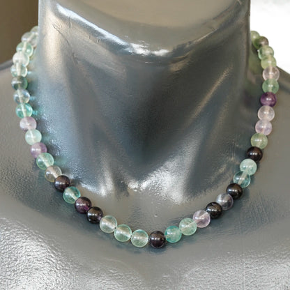 Natural Fluorite Beaded Clasp Choker Necklace - ElisaJewelryArt