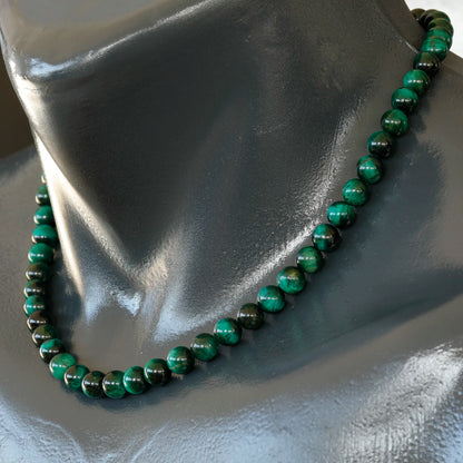 Natural Green Tiger Eye Beaded Clasp Choker Necklace - ElisaJewelryArt