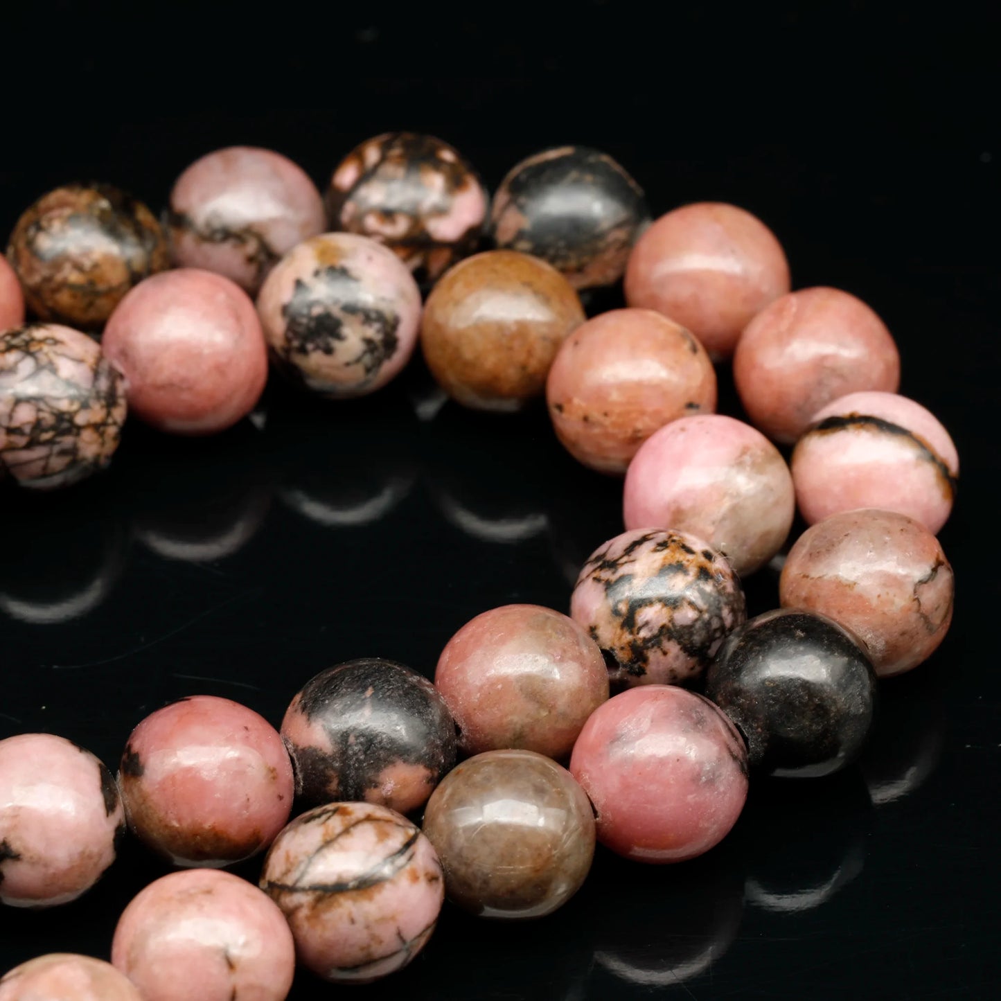 Natural Rhodonite Beaded Clasp Choker Necklace - ElisaJewelryArt