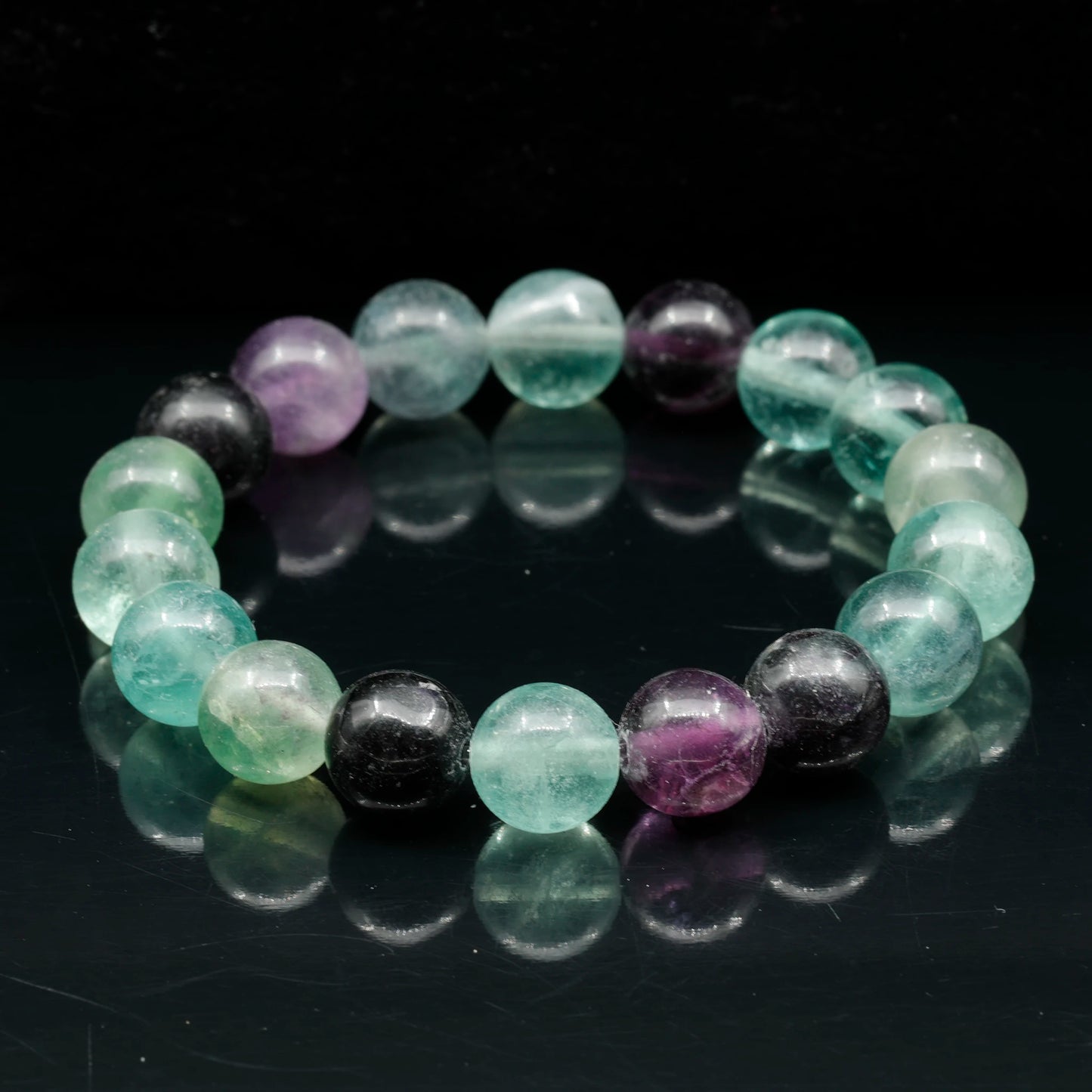 Natural Fluorite Beaded Stretchy Bracelet