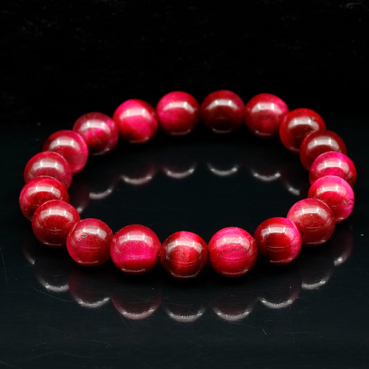 Natural Pink Tiger Eye Beaded Stretchy Bracelet