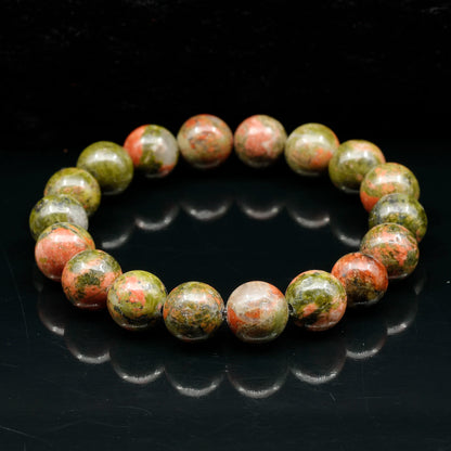 Natural Unakite Beaded Stretchy Bracelet