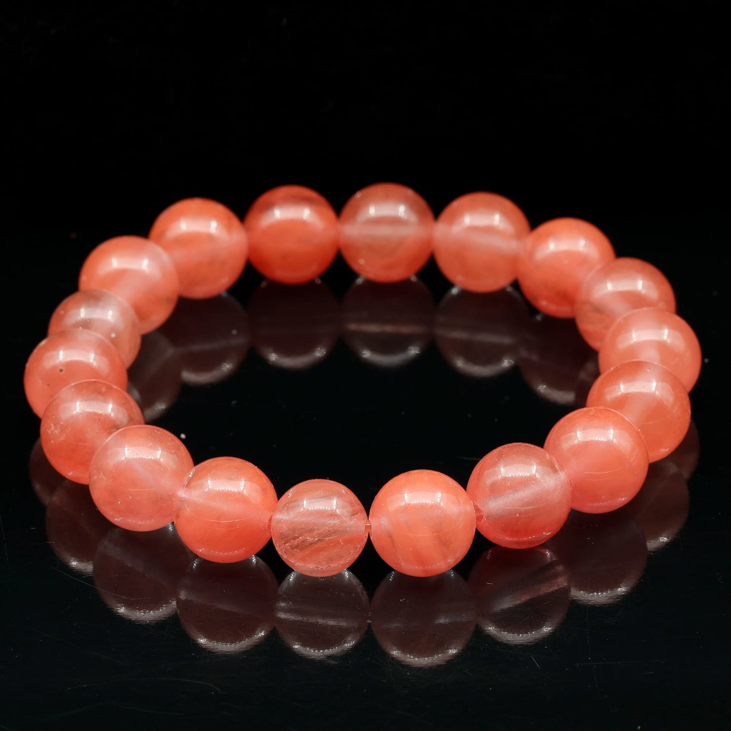 Natural Cherry Quartz Beaded Stretchy Bracelet