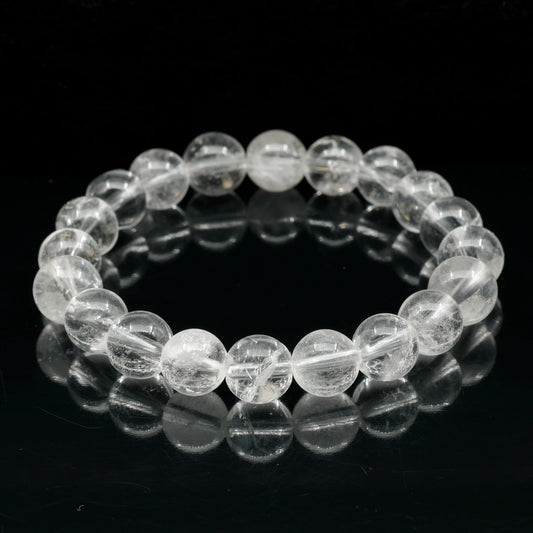 Natural Clear Quartz Beaded Stretchy Bracelet