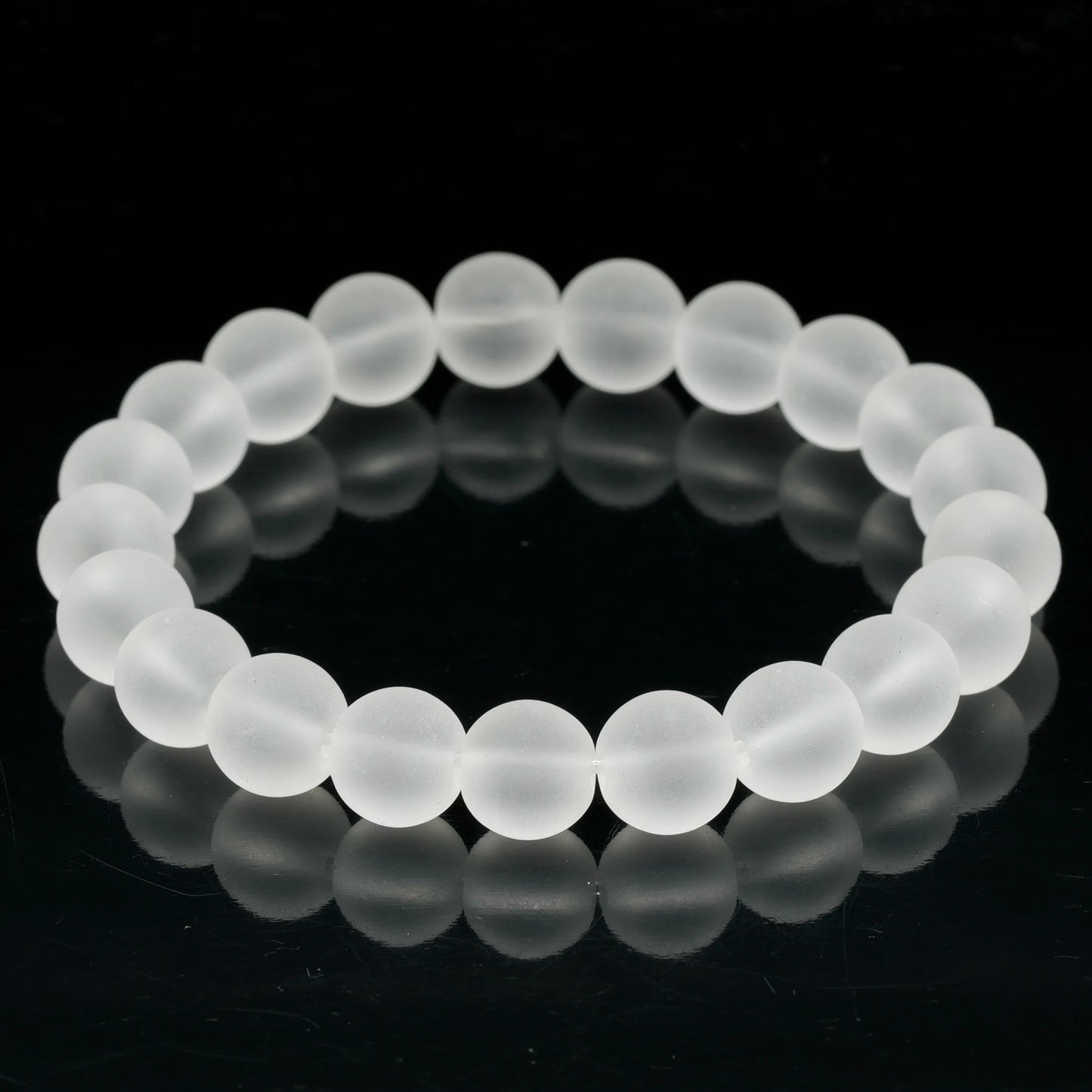 Natural Matte Quartz Beaded Stretchy Bracelet