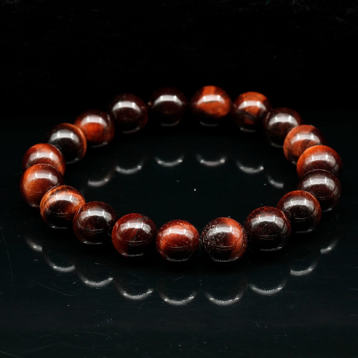 Natural Red Tiger Eye Beaded Stretchy Bracelet