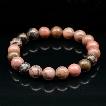 Natural Rhodonite Beaded Stretchy Bracelet