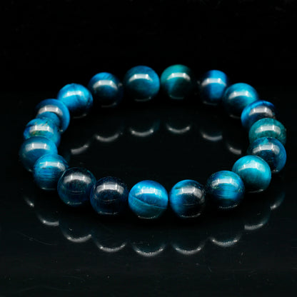 Natural Blue Tiger Eye Beaded Stretchy Bracelet