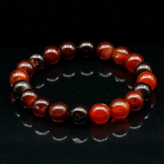 Natural Carnelian Agate Beaded Stretchy Bracelet