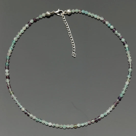 Natural Fluorite Beaded Clasp Tiny Choker - ElisaJewelryArt