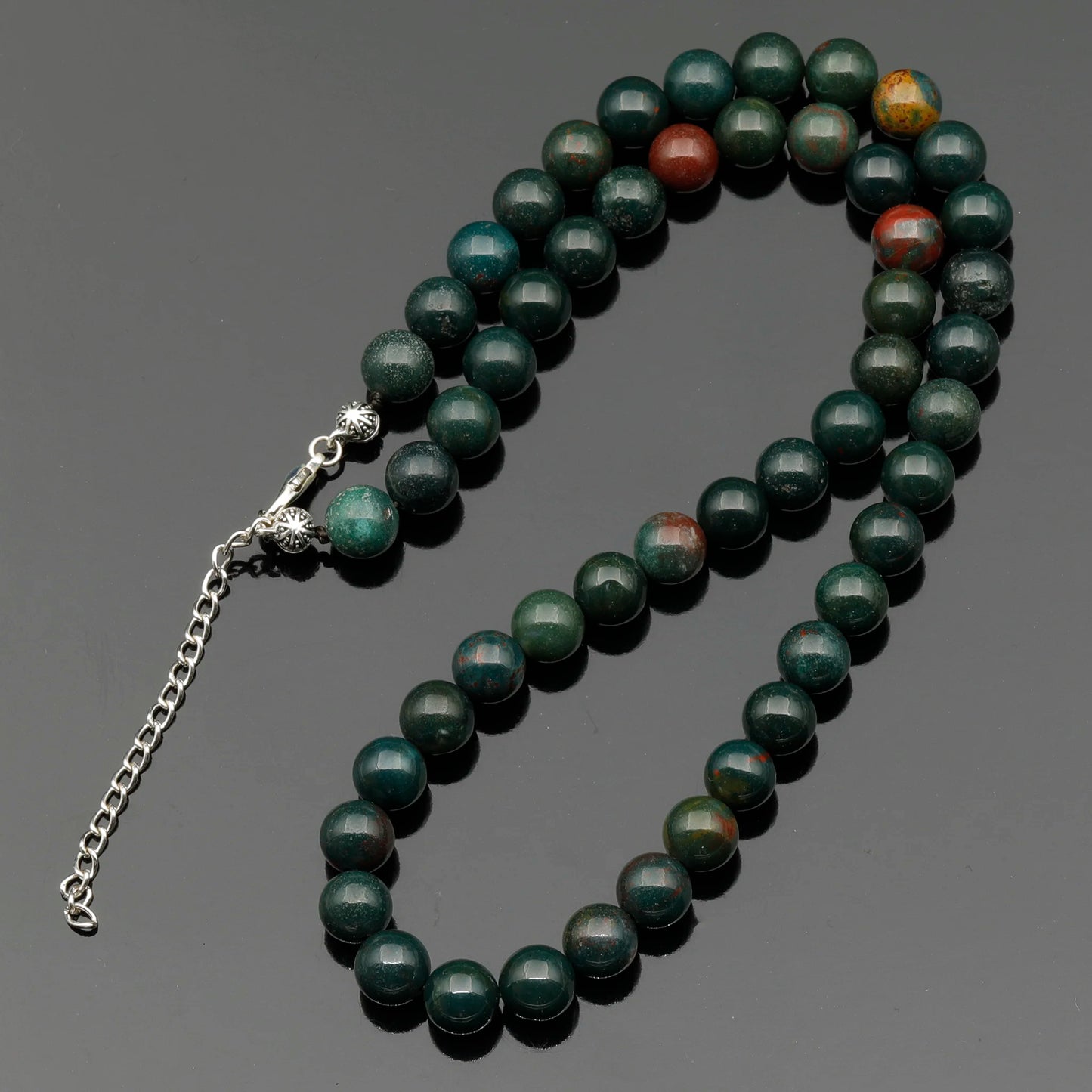 Natural Bloodstone Beaded Clasp Choker Necklace - ElisaJewelryArt