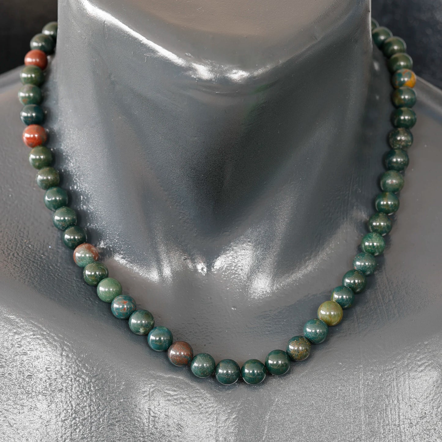 Natural Bloodstone Beaded Clasp Choker Necklace - ElisaJewelryArt