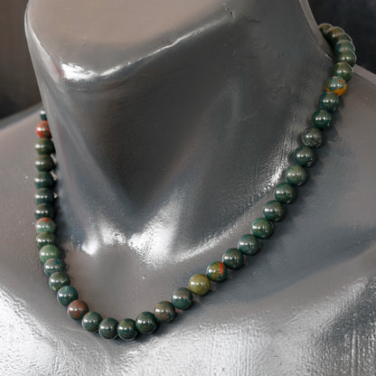 Natural Bloodstone Beaded Clasp Choker Necklace - ElisaJewelryArt