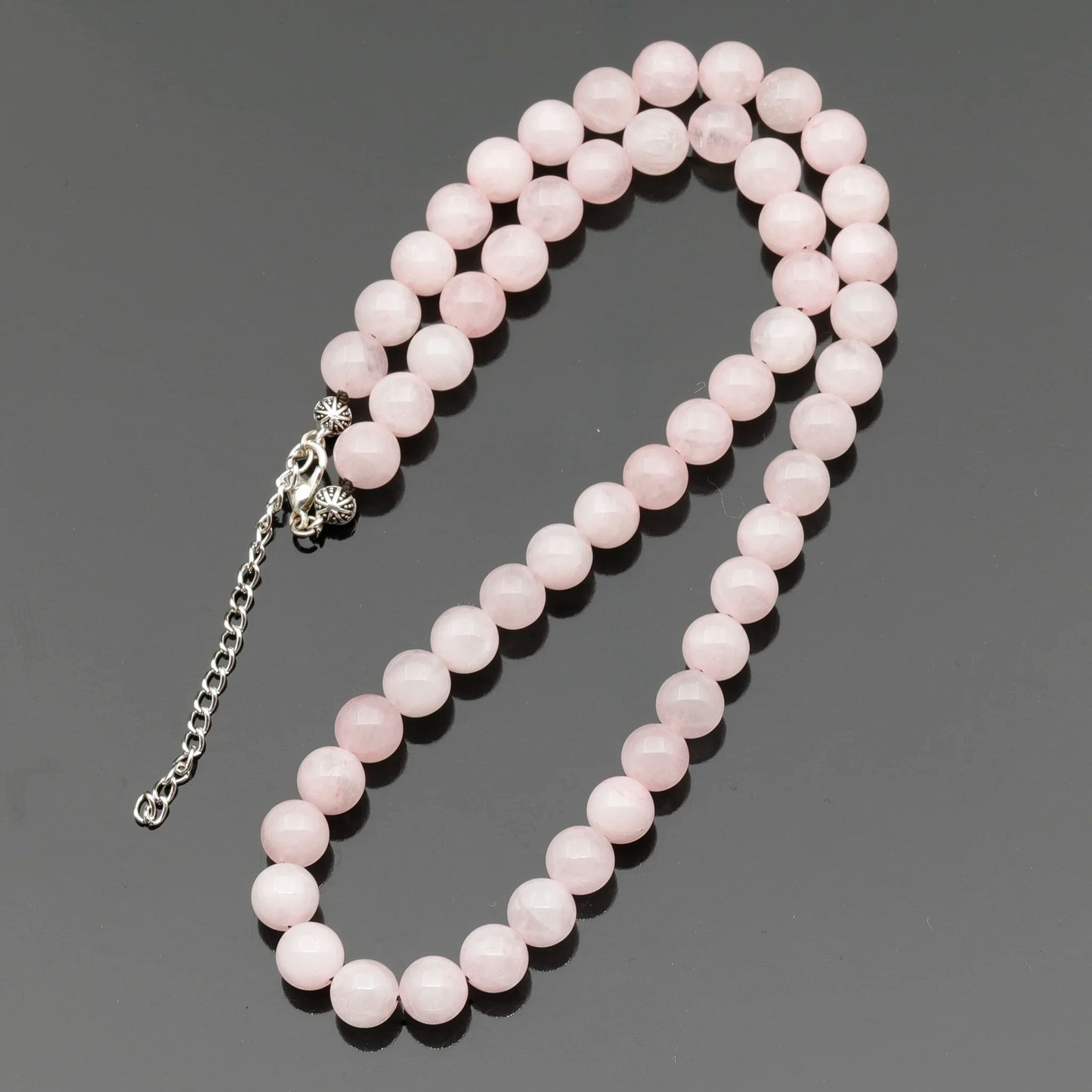 Natural Rose Quartz Beaded Clasp Choker Necklace - ElisaJewelryArt