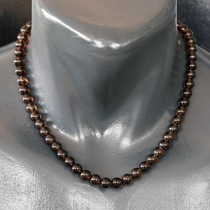 Natural Smoky Quartz Beaded Clasp Choker Necklace - ElisaJewelryArt