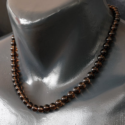 Natural Smoky Quartz Beaded Clasp Choker Necklace - ElisaJewelryArt