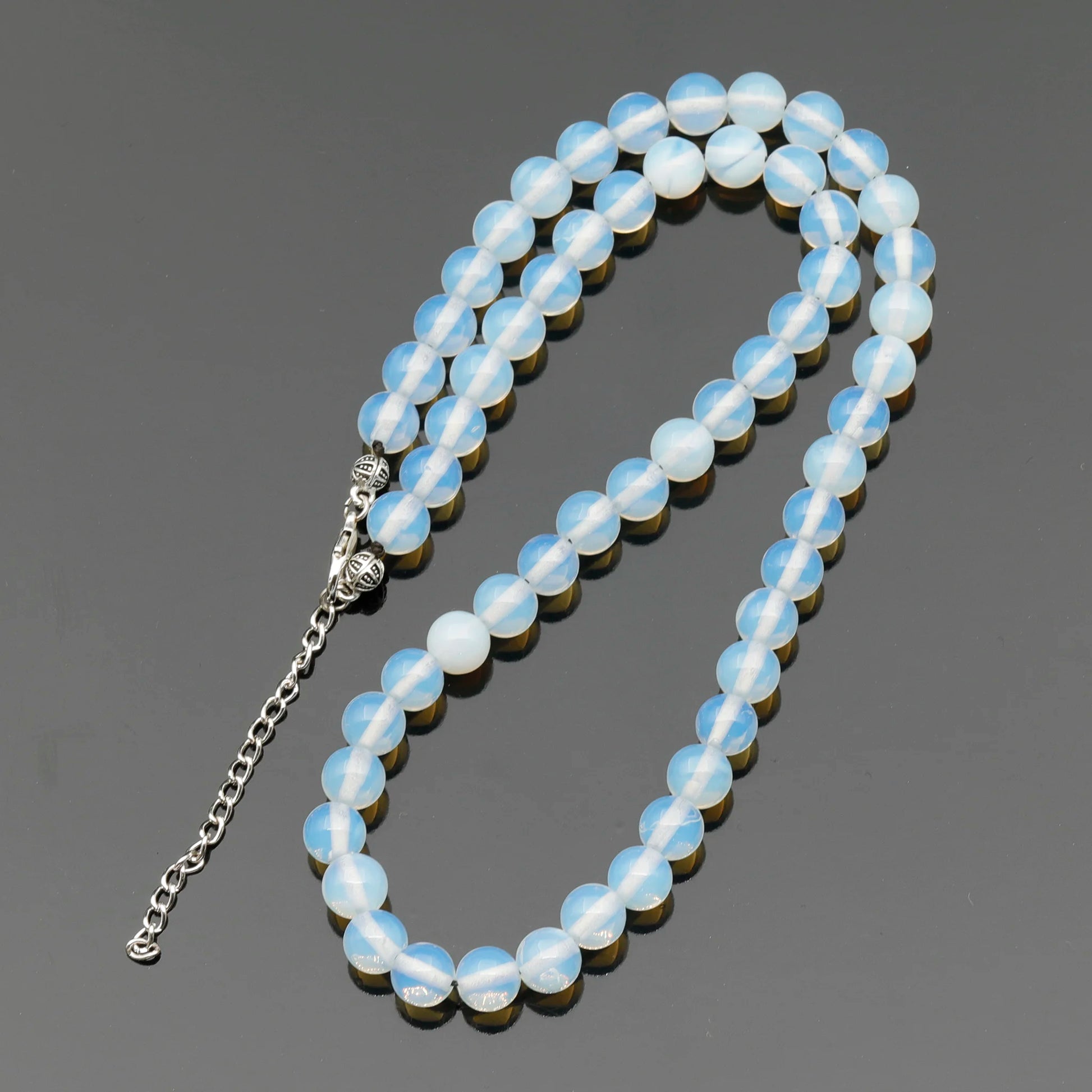 Natural Opalite Beaded Clasp Choker Necklace - ElisaJewelryArt