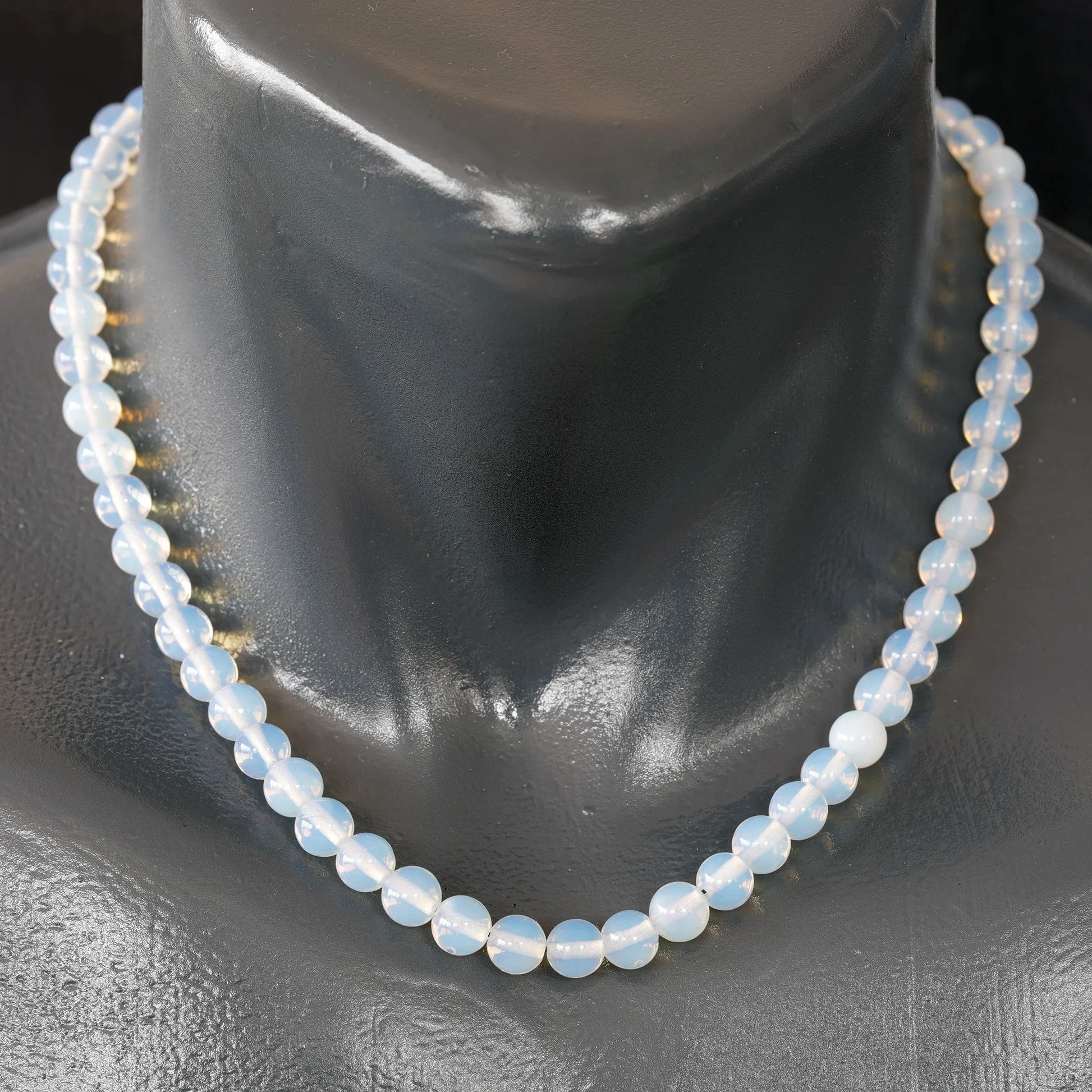 Natural Opalite Beaded Clasp Choker Necklace - ElisaJewelryArt