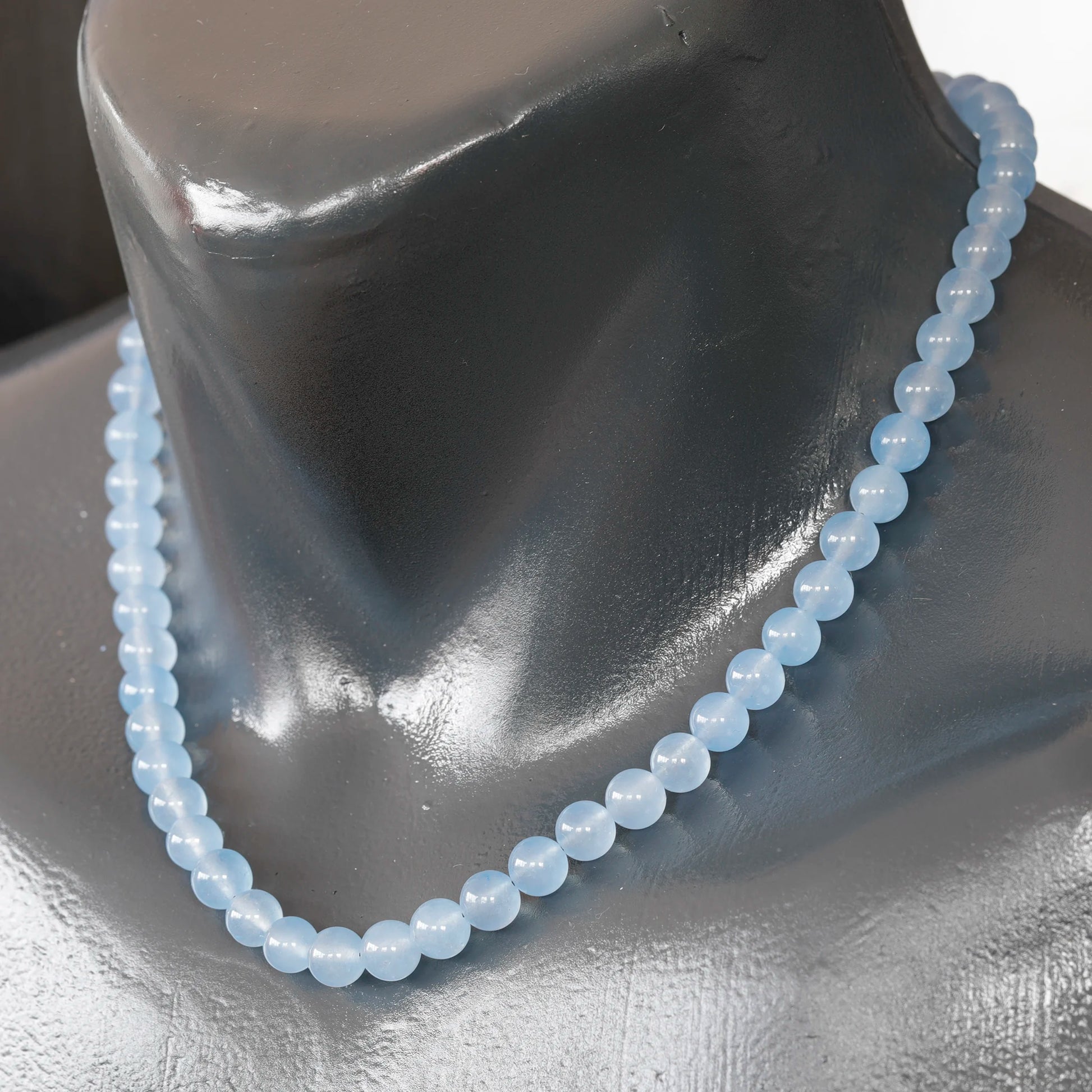 Natural Opalite Beaded Clasp Choker Necklace - ElisaJewelryArt