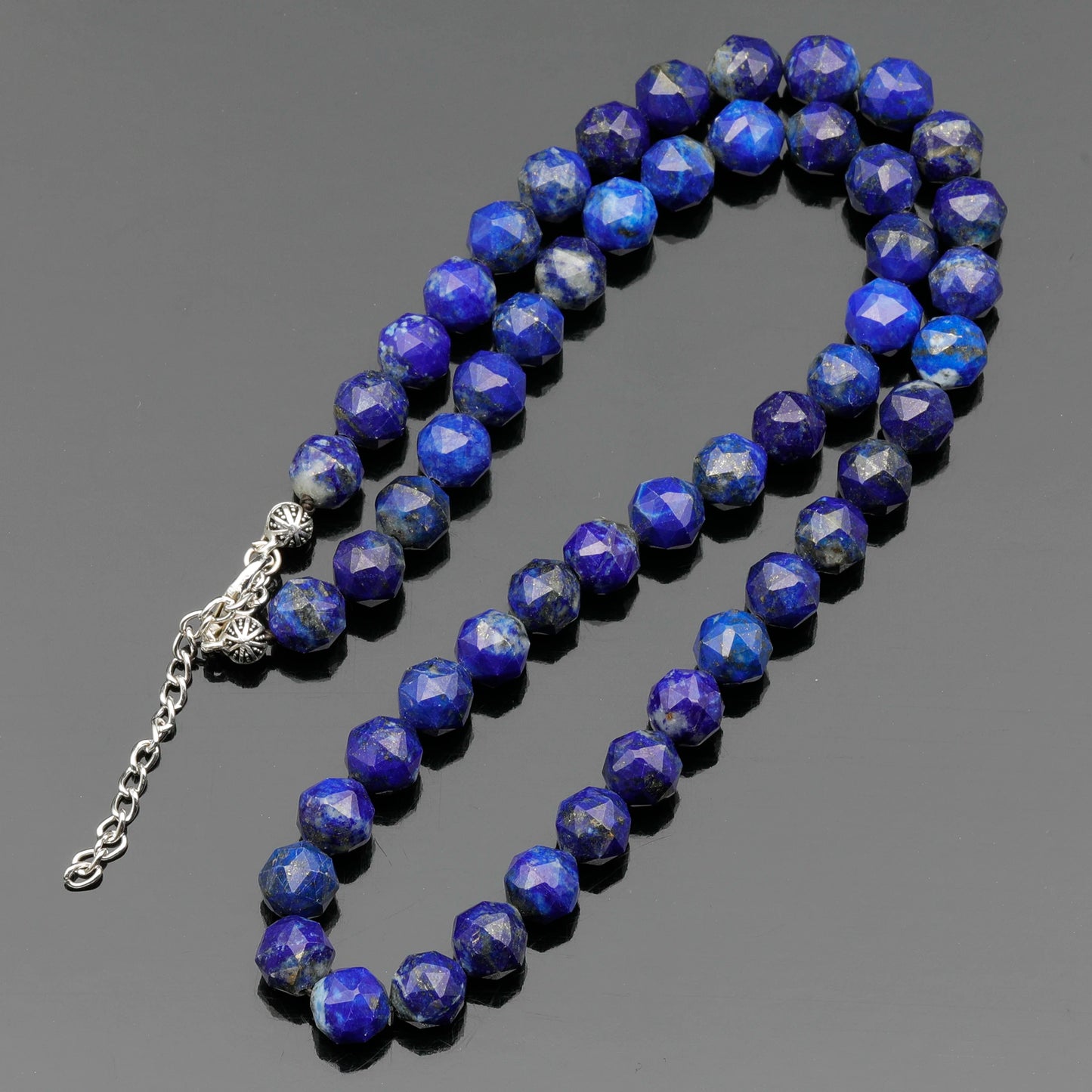 Natural Lapis Lazuli Beaded Clasp Choker Necklace - ElisaJewelryArt