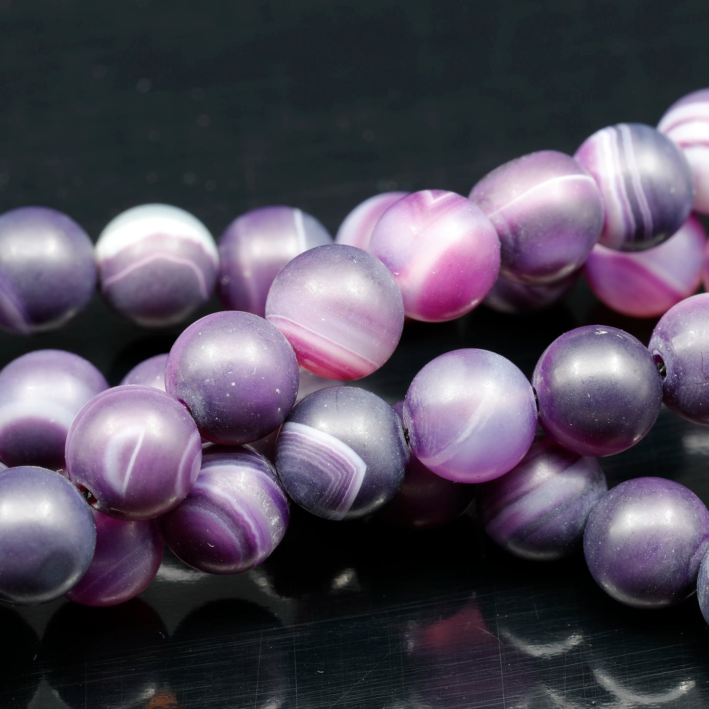 Natural Matte Purple Agate Beaded Clasp Choker Necklace - ElisaJewelryArt