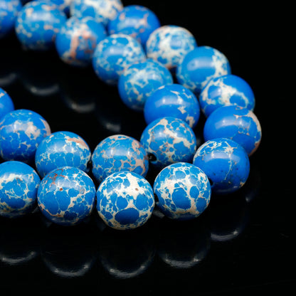 Natural Blue Imperial Jasper Beaded Clasp Choker Necklace - ElisaJewelryArt