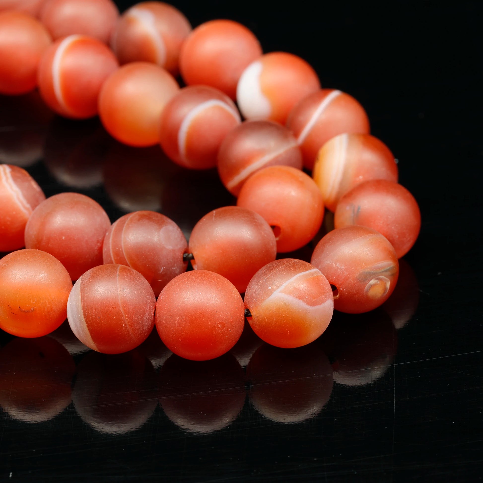 Natural Matte Orange Agate Beaded Clasp Choker Necklace - ElisaJewelryArt