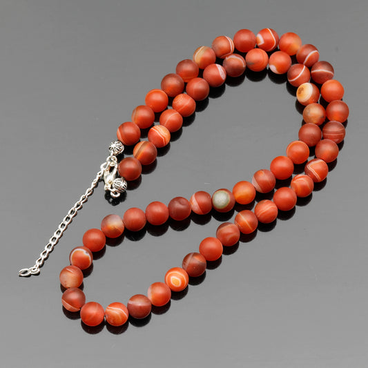 Natural Matte Orange Agate Beaded Clasp Choker Necklace - ElisaJewelryArt