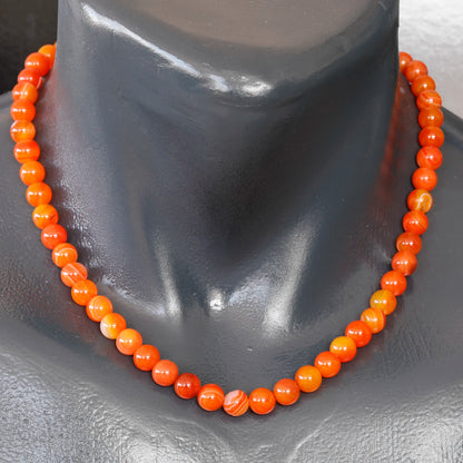 Natural Orange Agate Beaded Clasp Choker Necklace - ElisaJewelryArt