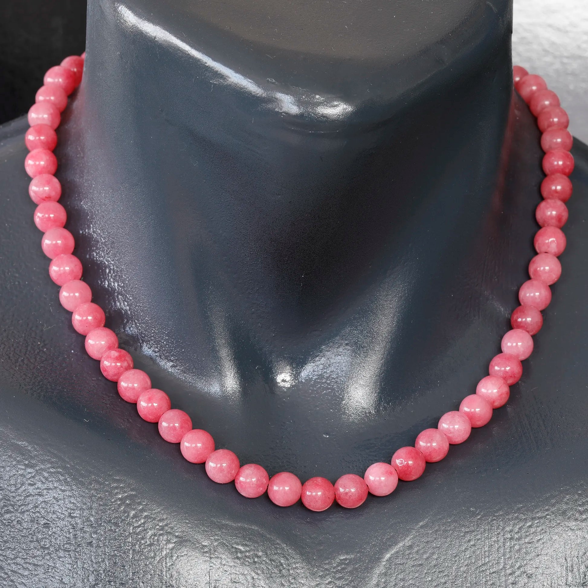 Natural Rhodochrosite Beaded Clasp Choker Necklace - ElisaJewelryArt