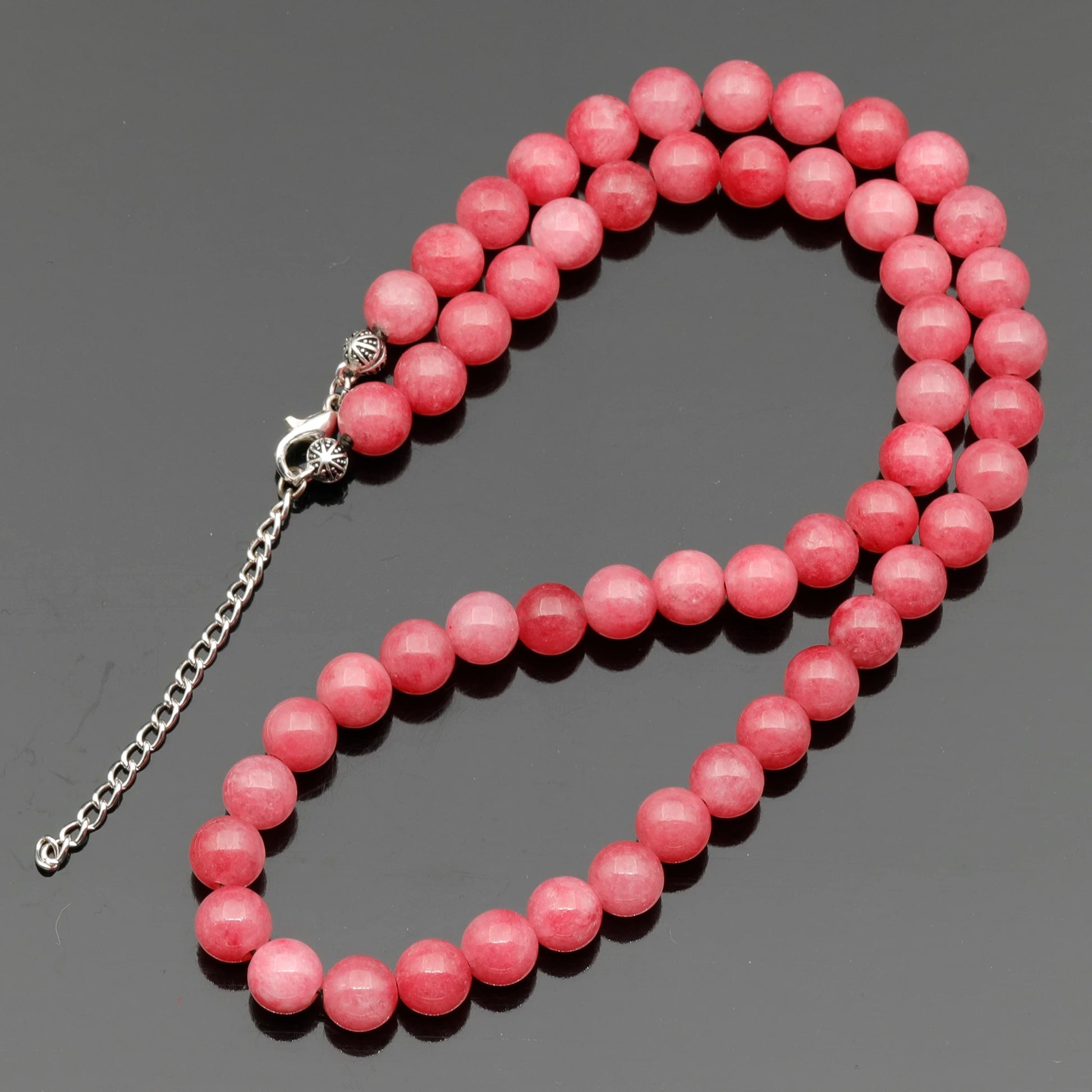 Natural Rhodochrosite Beaded Clasp Choker Necklace - ElisaJewelryArt