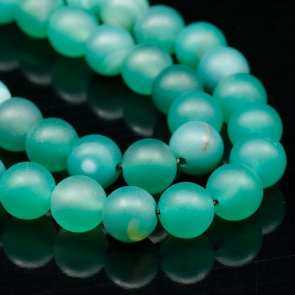 Natural Matte Green Agate Beaded Clasp Anklet