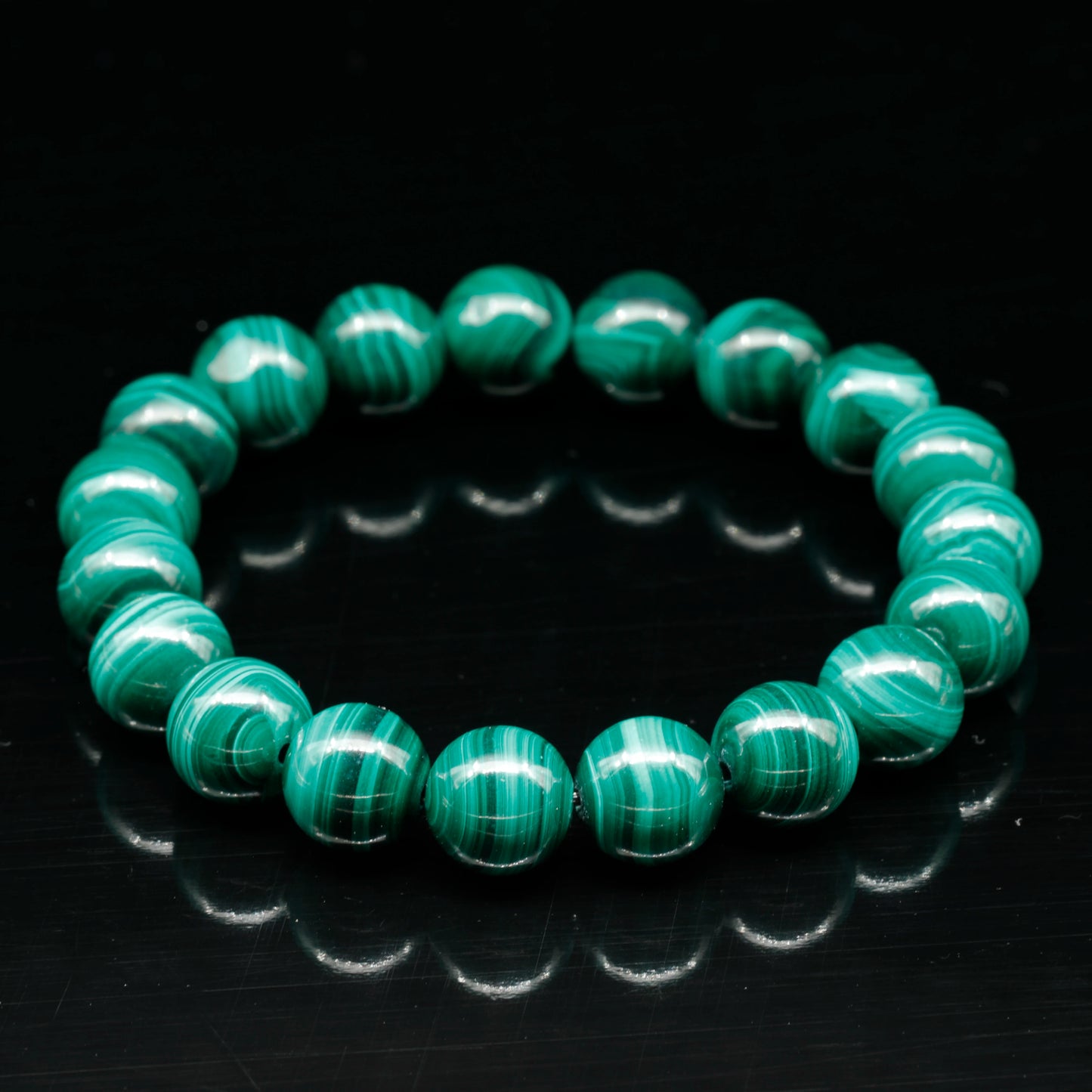 Natural Malachite Beaded Stretchy Bracelet