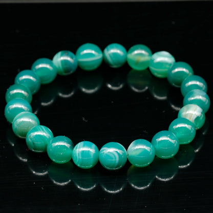 Natural Green Agate Beaded Stretchy Bracelet