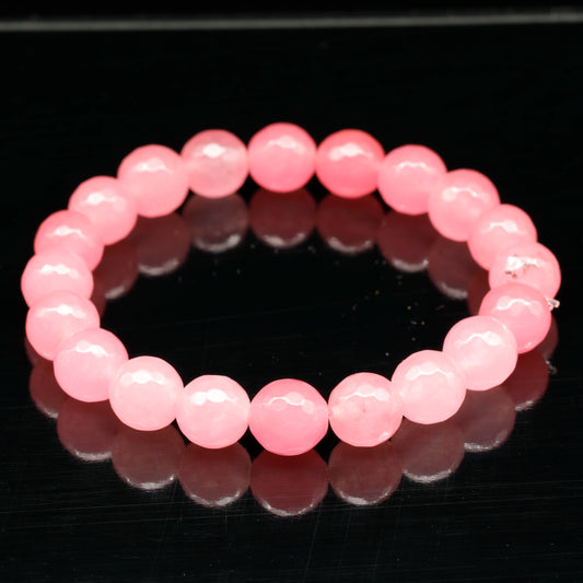 Natural Pink Quartz Beaded Stretchy Bracelet