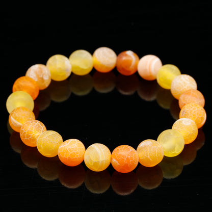 Natural Orange Crackle Agate Beaded Stretchy Bracelet